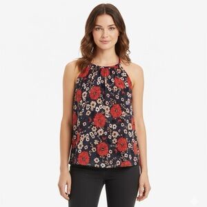 Massimo Dutti Red and Blue Floral Tank Top